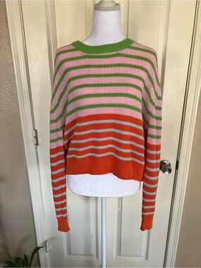 Cotton On Colorblock Striped Cotton Sweater L